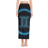 Blue Gemini Zodiac Sign Print Side Slit Maxi Skirt