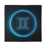 Blue Gemini Zodiac Sign Print Silk Bandana