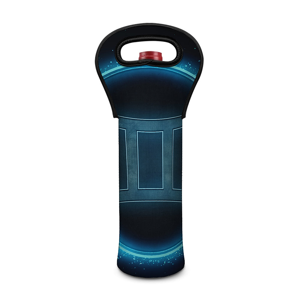 Blue Gemini Zodiac Sign Print Single Neoprene Wine Tote