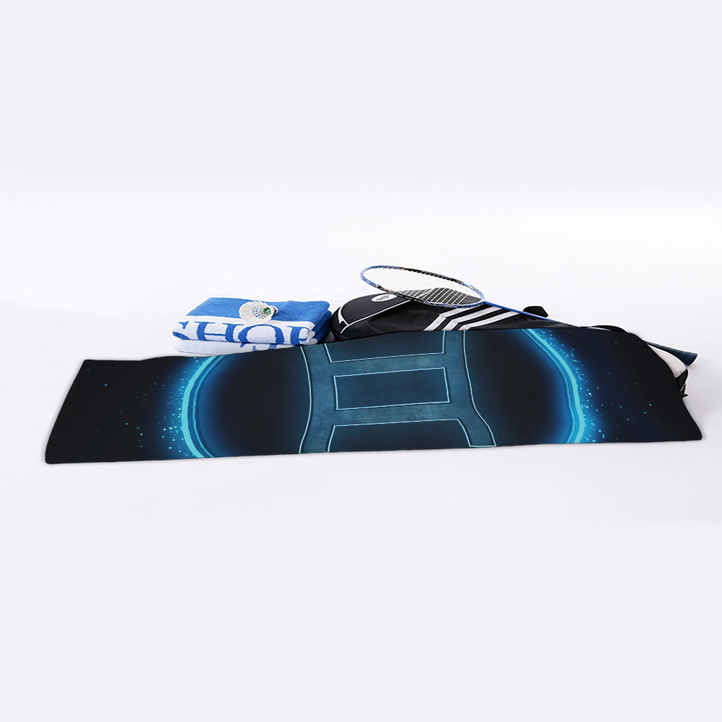 Blue Gemini Zodiac Sign Print Sports Towel