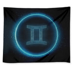 Blue Gemini Zodiac Sign Print Tapestry