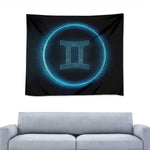 Blue Gemini Zodiac Sign Print Tapestry