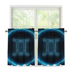 Blue Gemini Zodiac Sign Print Tier Curtains