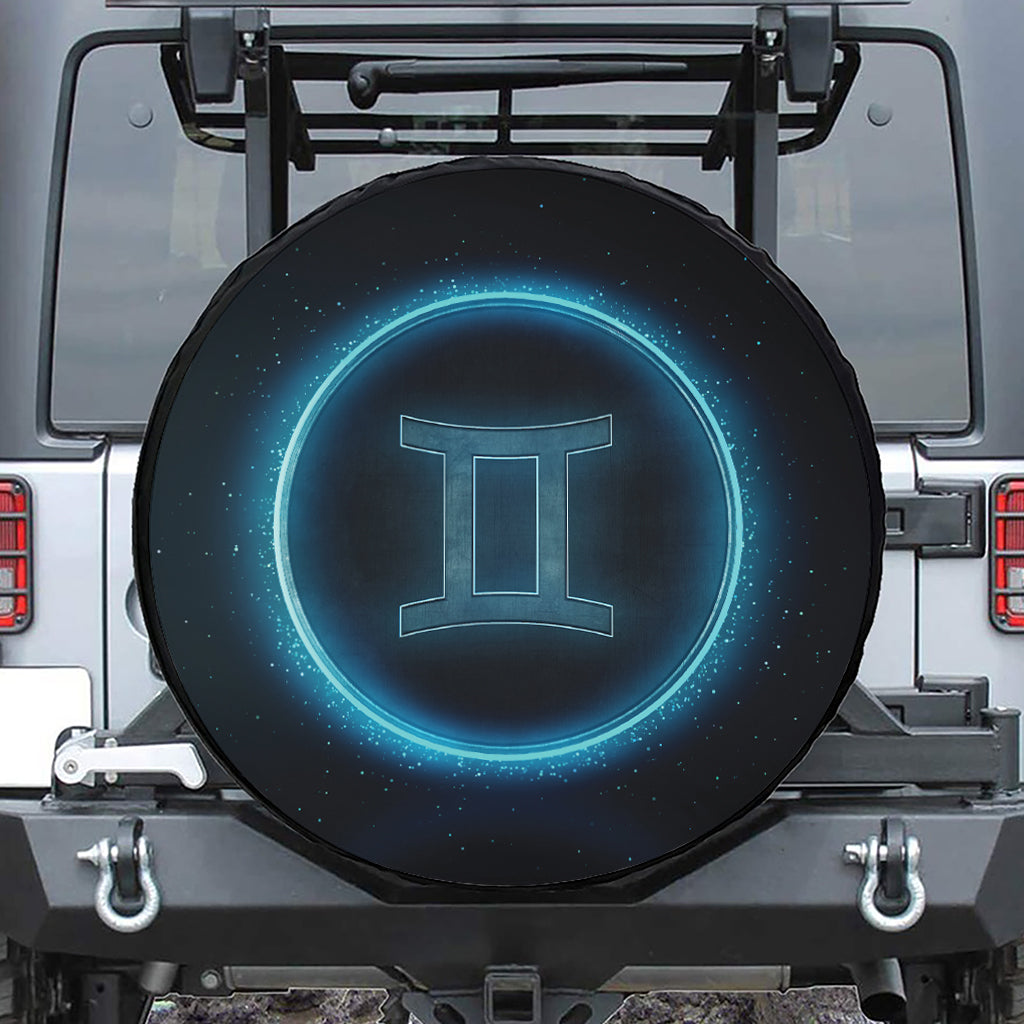 Blue Gemini Zodiac Sign Print Tire Cover