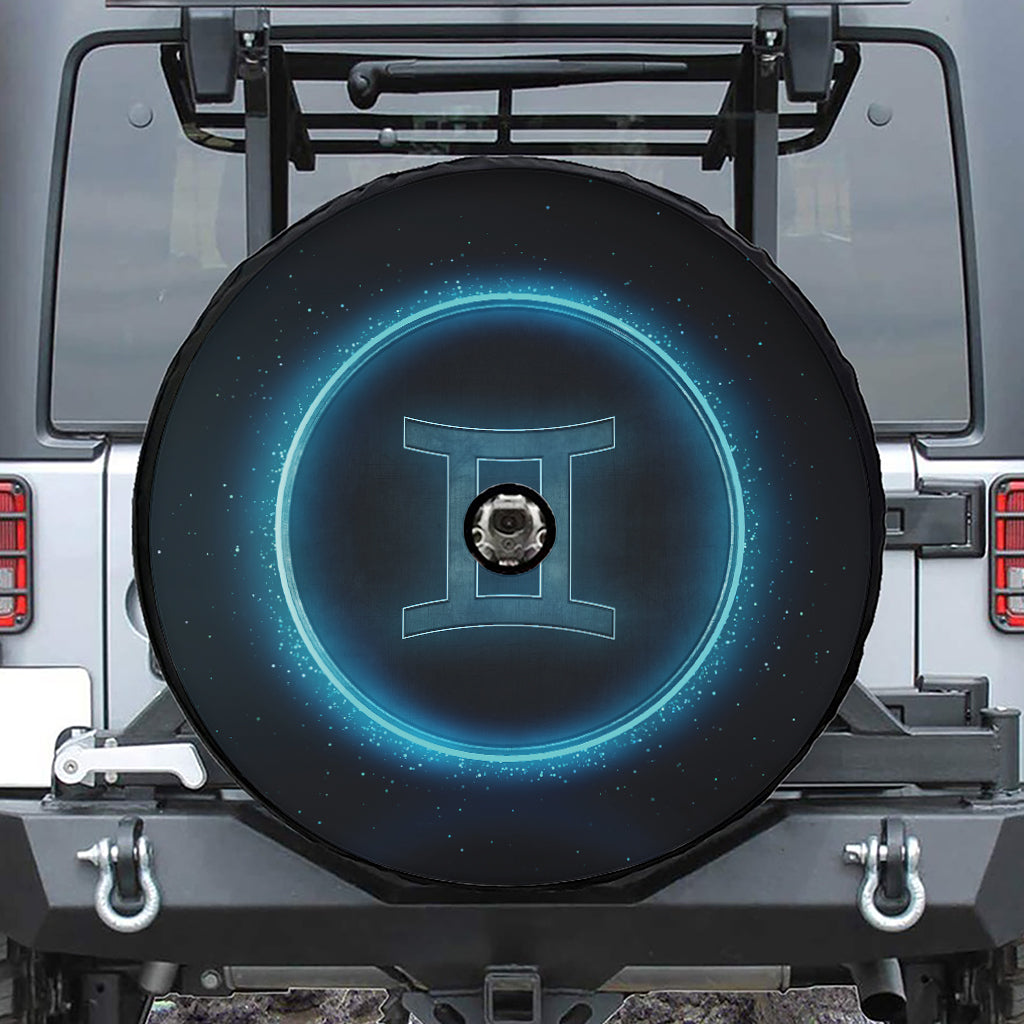 Blue Gemini Zodiac Sign Print Tire Cover With Camera Hole