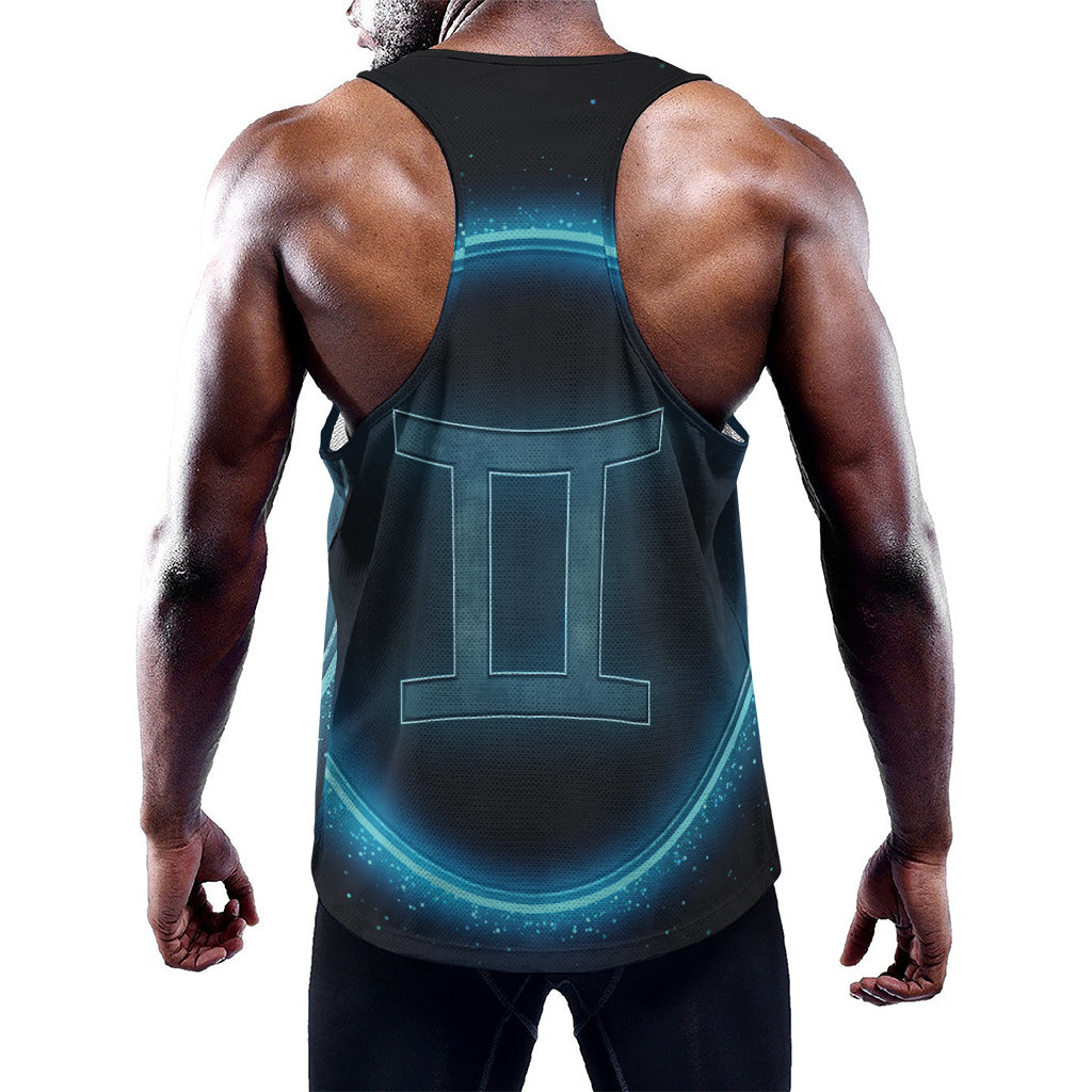 Blue Gemini Zodiac Sign Print Training Tank Top
