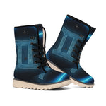 Blue Gemini Zodiac Sign Print Winter Boots