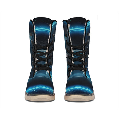 Blue Gemini Zodiac Sign Print Winter Boots