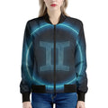 Blue Gemini Zodiac Sign Print Women's Bomber Jacket
