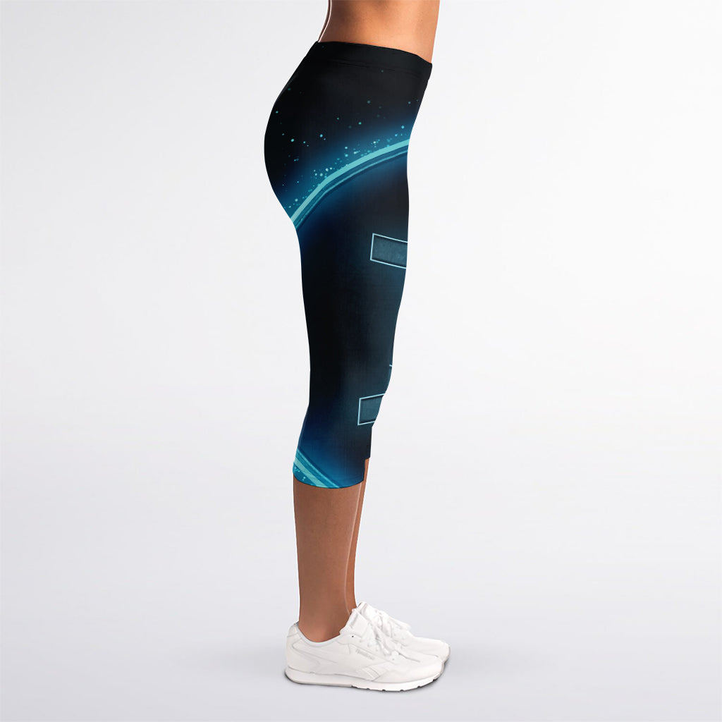 Blue Gemini Zodiac Sign Print Women's Capri Leggings