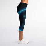 Blue Gemini Zodiac Sign Print Women's Capri Leggings