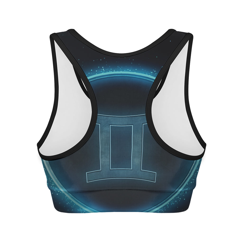Blue Gemini Zodiac Sign Print Women's Sports Bra