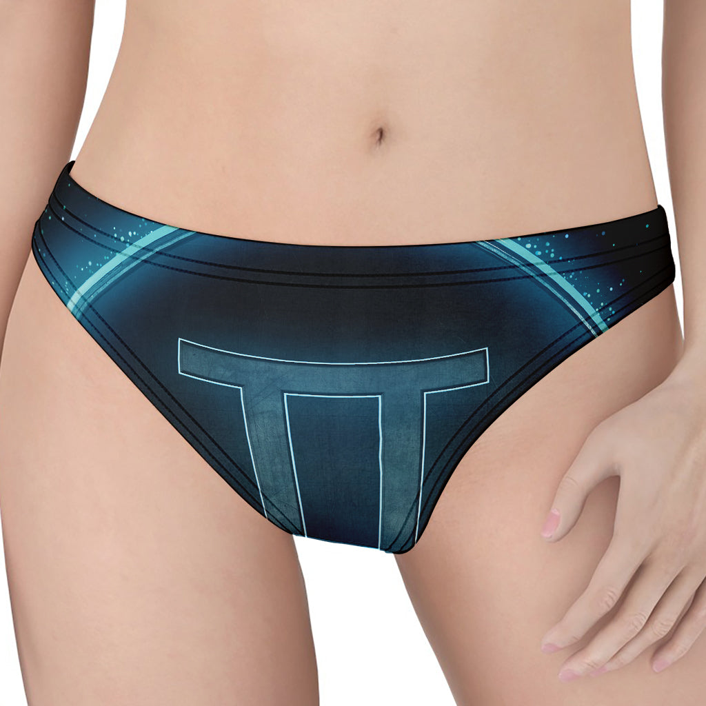 Blue Gemini Zodiac Sign Print Women's Thong