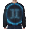 Blue Gemini Zodiac Sign Print Zip Sleeve Bomber Jacket