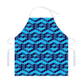 Blue Geometric Cube Shape Pattern Print Adjustable Apron