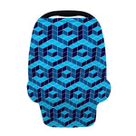 Blue Geometric Cube Shape Pattern Print Baby Seat Cover