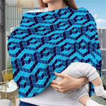 Blue Geometric Cube Shape Pattern Print Baby Seat Cover