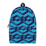 Blue Geometric Cube Shape Pattern Print Backpack