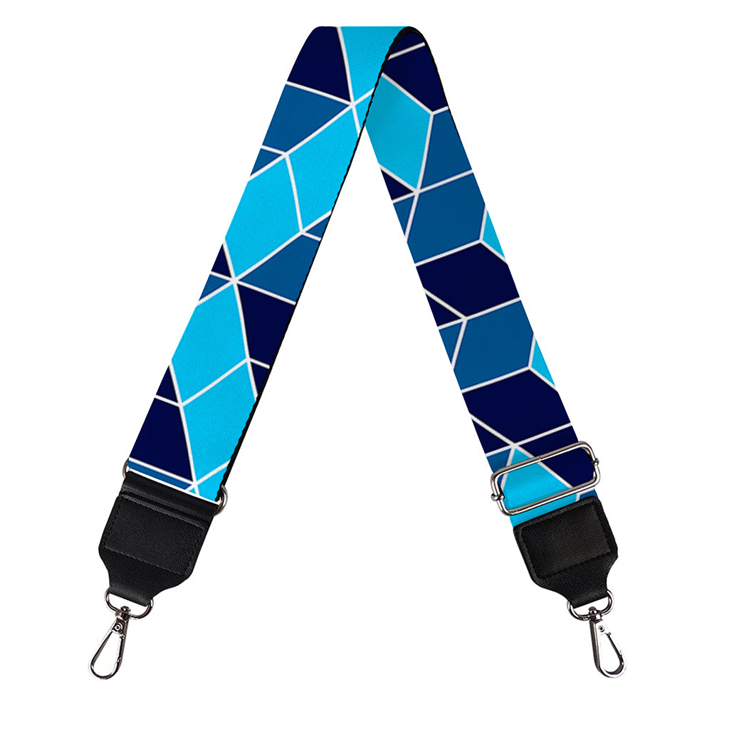 Blue Geometric Cube Shape Pattern Print Bag Strap