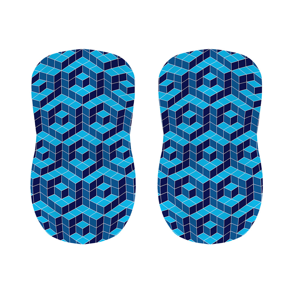 Blue Geometric Cube Shape Pattern Print Bar Stool Covers