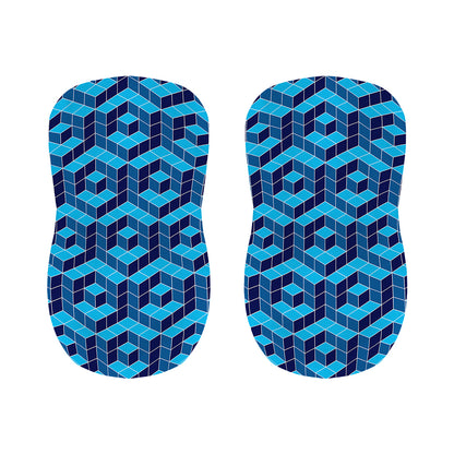 Blue Geometric Cube Shape Pattern Print Bar Stool Covers