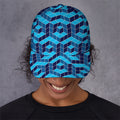 Blue Geometric Cube Shape Pattern Print Baseball Cap