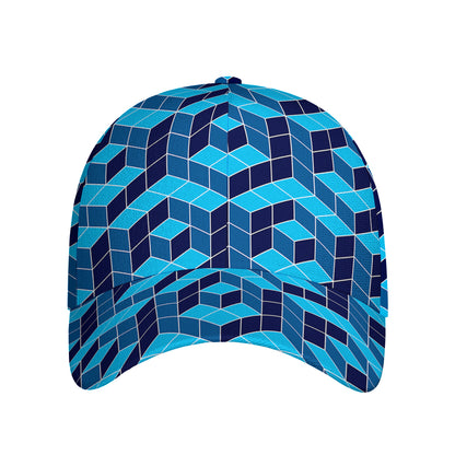 Blue Geometric Cube Shape Pattern Print Baseball Cap