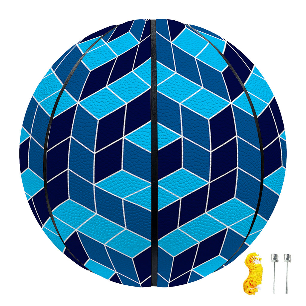 Blue Geometric Cube Shape Pattern Print Basketball
