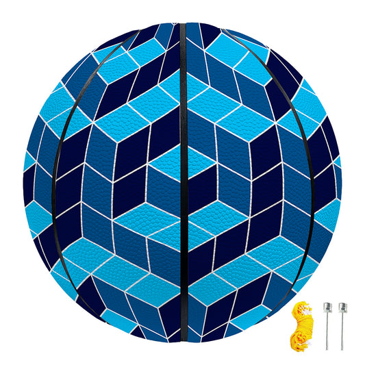 Blue Geometric Cube Shape Pattern Print Basketball