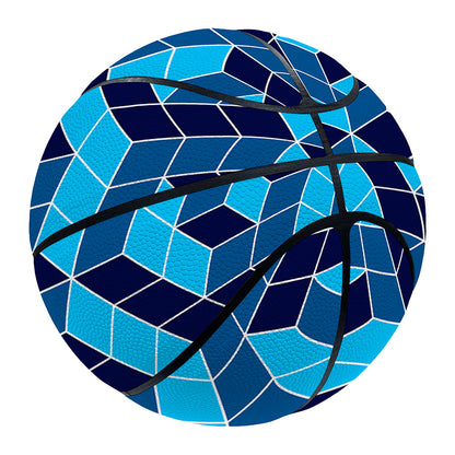 Blue Geometric Cube Shape Pattern Print Basketball