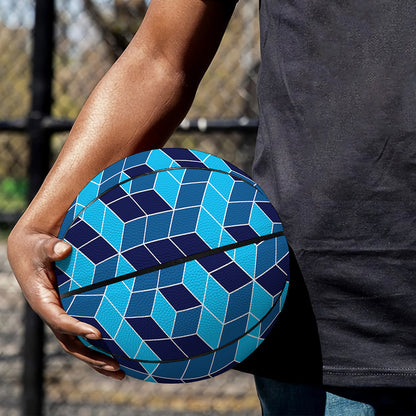 Blue Geometric Cube Shape Pattern Print Basketball