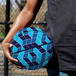 Blue Geometric Cube Shape Pattern Print Basketball