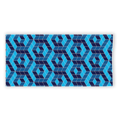 Blue Geometric Cube Shape Pattern Print Beach Towel