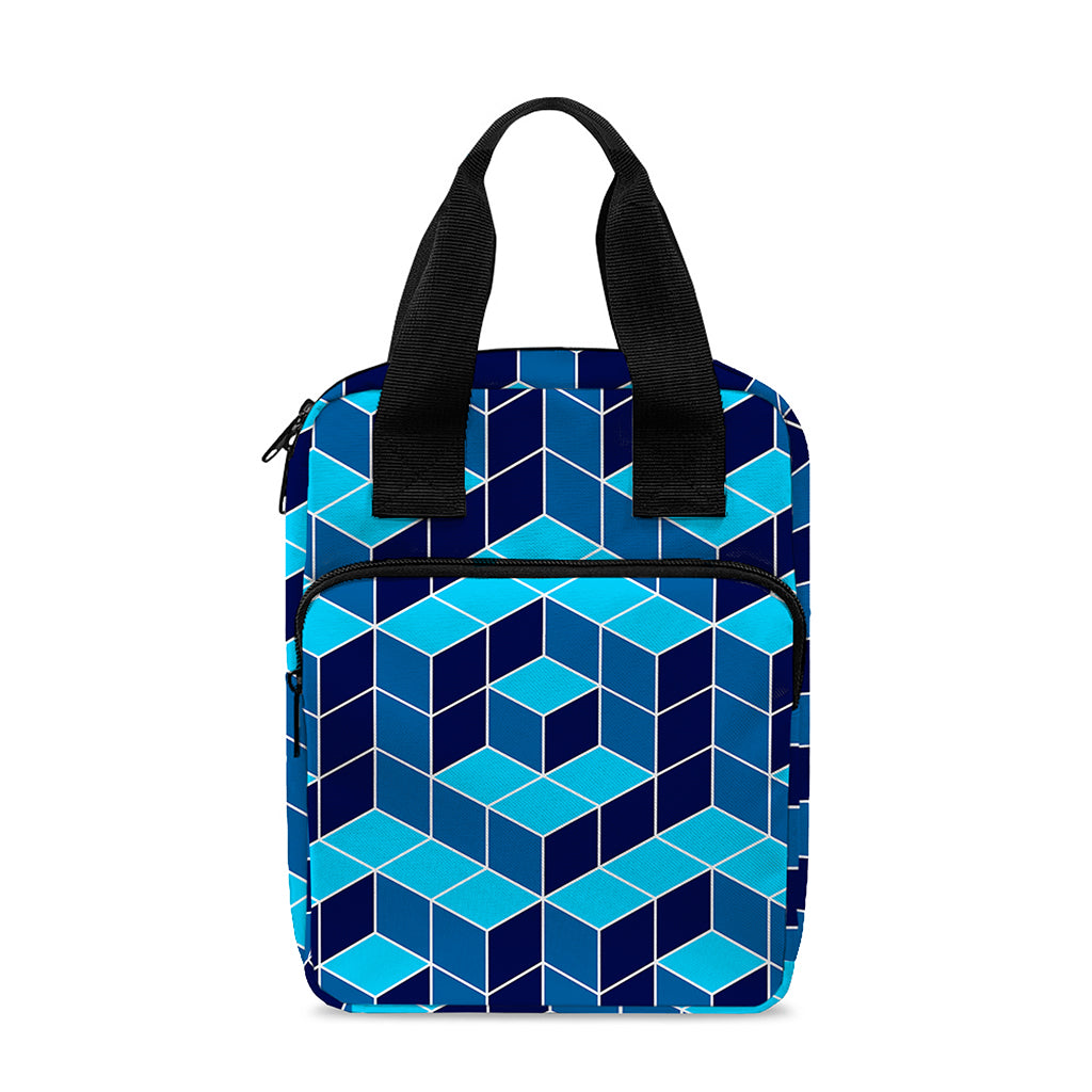 Blue Geometric Cube Shape Pattern Print Bible Tote Bag