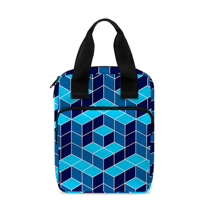 Blue Geometric Cube Shape Pattern Print Bible Tote Bag