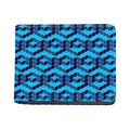 Blue Geometric Cube Shape Pattern Print Bifold Wallet