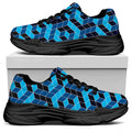 Blue Geometric Cube Shape Pattern Print Black Chunky Shoes