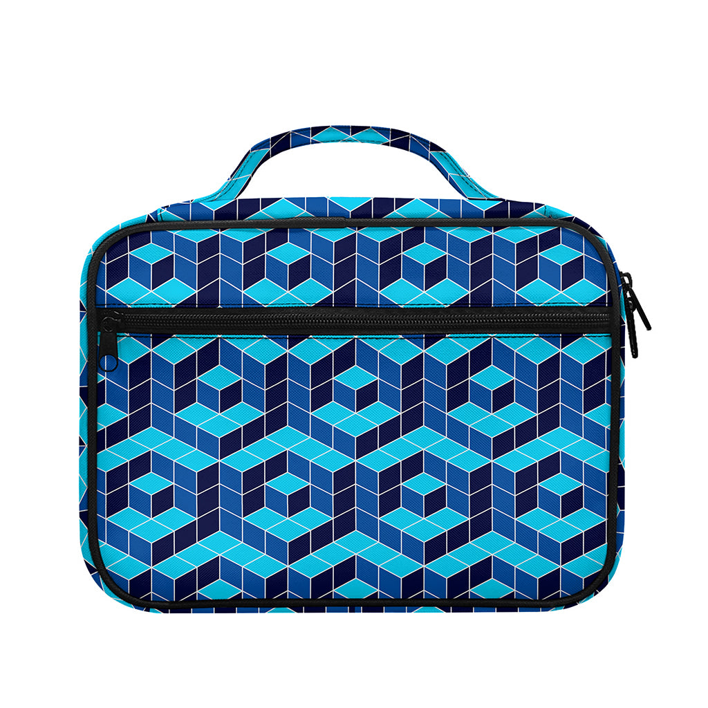 Blue Geometric Cube Shape Pattern Print Briefcase Bible Bag