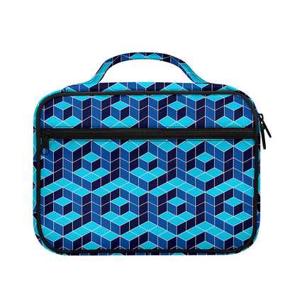 Blue Geometric Cube Shape Pattern Print Briefcase Bible Bag