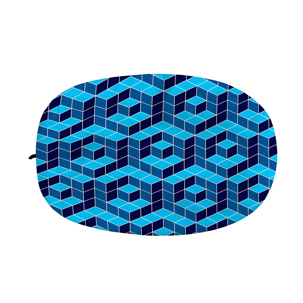 Blue Geometric Cube Shape Pattern Print Car Side Mirror Covers