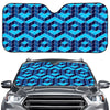 Blue Geometric Cube Shape Pattern Print Car Windshield Sun Shade