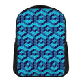 Blue Geometric Cube Shape Pattern Print Casual Backpack