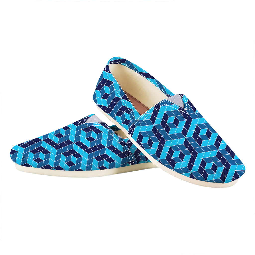 Blue Geometric Cube Shape Pattern Print Casual Shoes
