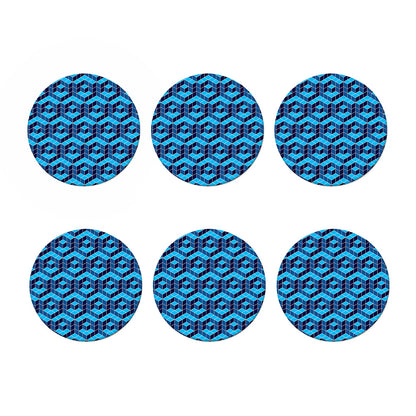 Blue Geometric Cube Shape Pattern Print Coaster Set