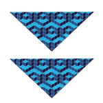 Blue Geometric Cube Shape Pattern Print Dog Bandana
