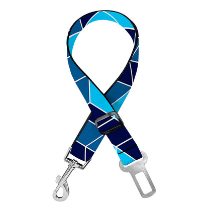 Blue Geometric Cube Shape Pattern Print Dog Seat Belt