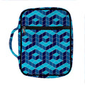 Blue Geometric Cube Shape Pattern Print Front Pocket Bible Bag