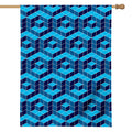 Blue Geometric Cube Shape Pattern Print House Flag