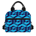 Blue Geometric Cube Shape Pattern Print Insulated Lunch Bag