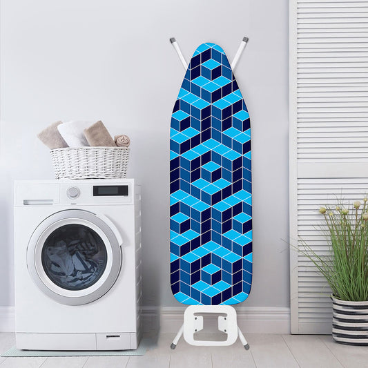 Blue Geometric Cube Shape Pattern Print Ironing Board Cover